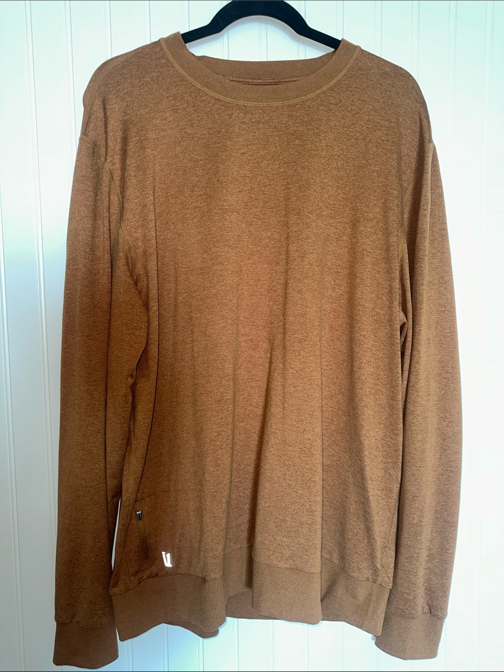 Vuori Long Sleeve Performance Crewneck Tee Mens XXL Brown Heather Athletic Shirt